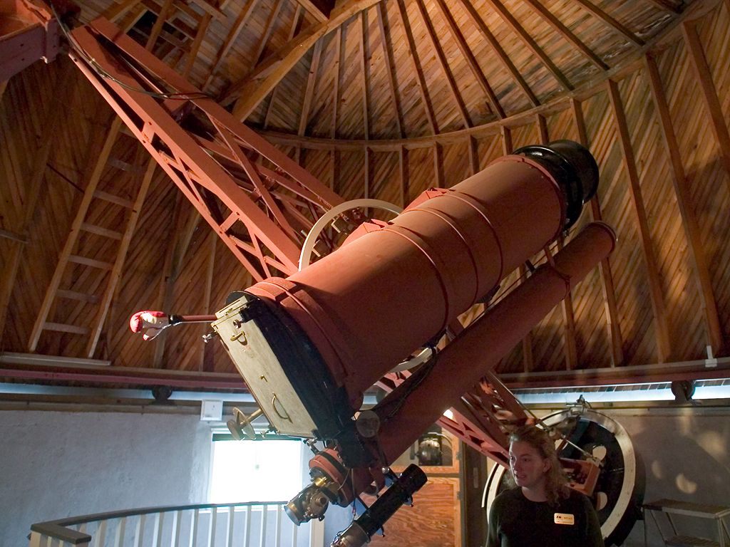 The Pluto Discovery Telescope, Lowell Observatory, Flagstaff, Arizona, 2002.  Clyde Tombaugh discovered Pluto by analyzing photos from this telescope in 1930.  Click for next photo.
