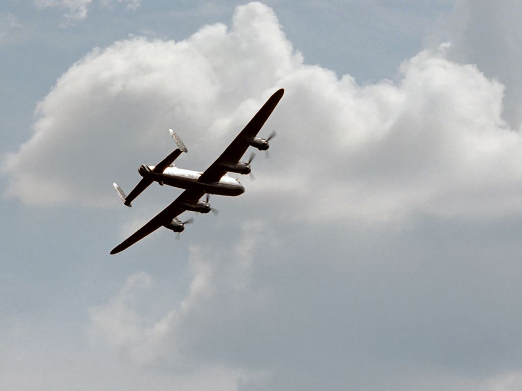 Avro Lancaster, flown by Battle of Britain Memorial Flight, an active RAF unit.  Click for next photo.