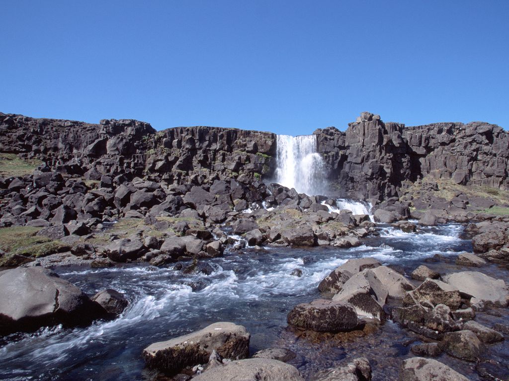 The best conditions I had for shooting waterfalls was at Öxarárfoss near þingvellir.  Click for next photo.