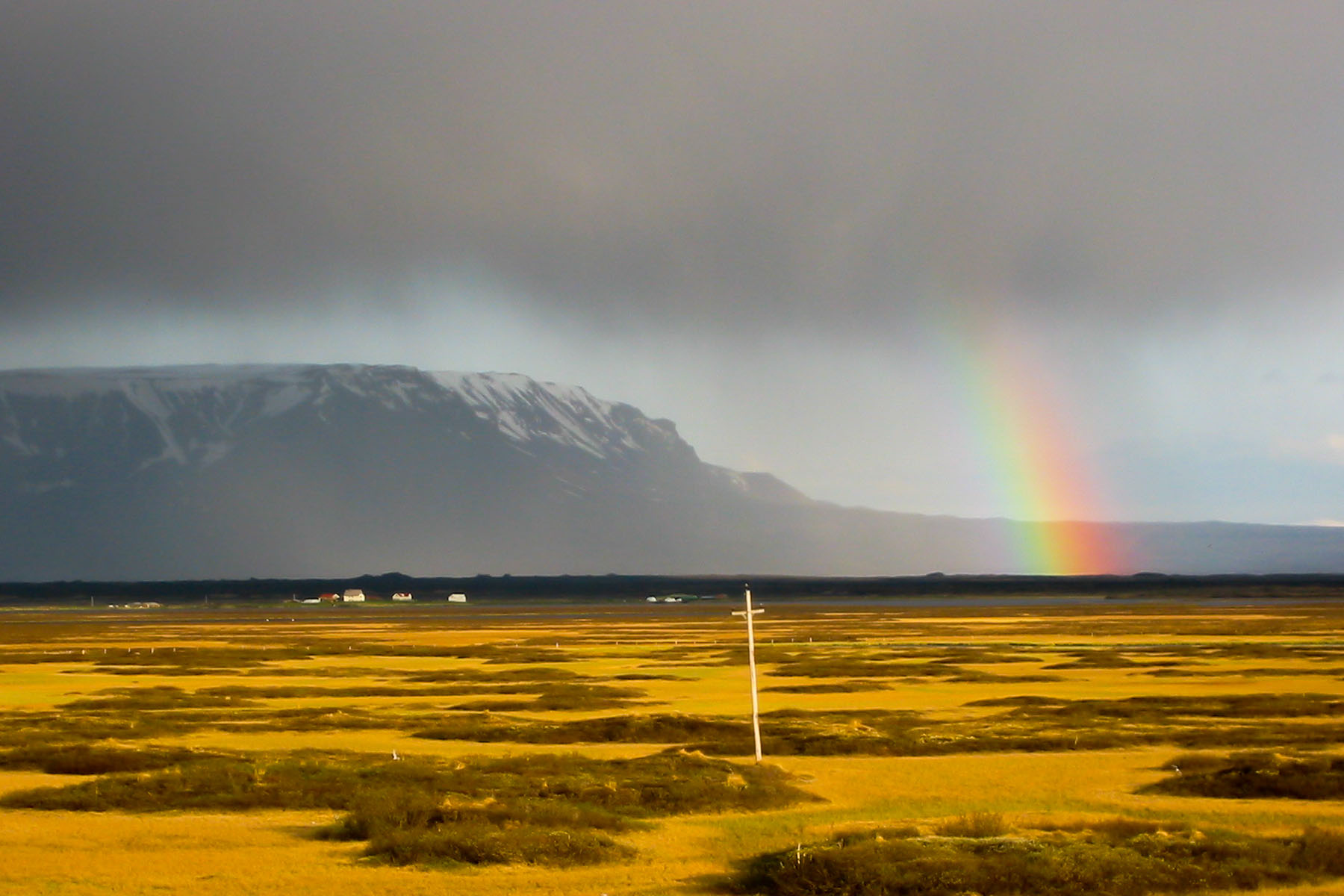 Rainbow at Skútustaðir.  Click for next photo.