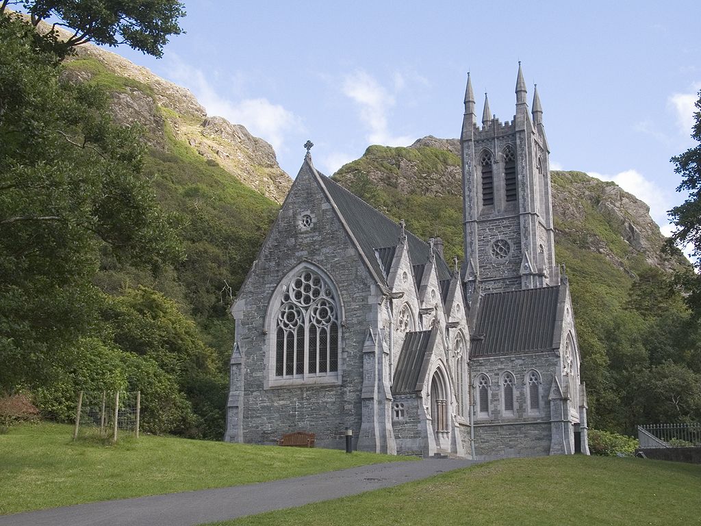 Neo-Gothic Church at Kylemore Abbey, County Galway, Ireland.  This is a scaled-down replica of a Gothic cathedral  Click for next photo.