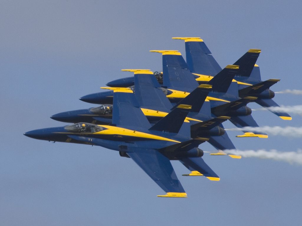 Blue Angels in tight formation, Rhode Island ANG.  Click for next photo.