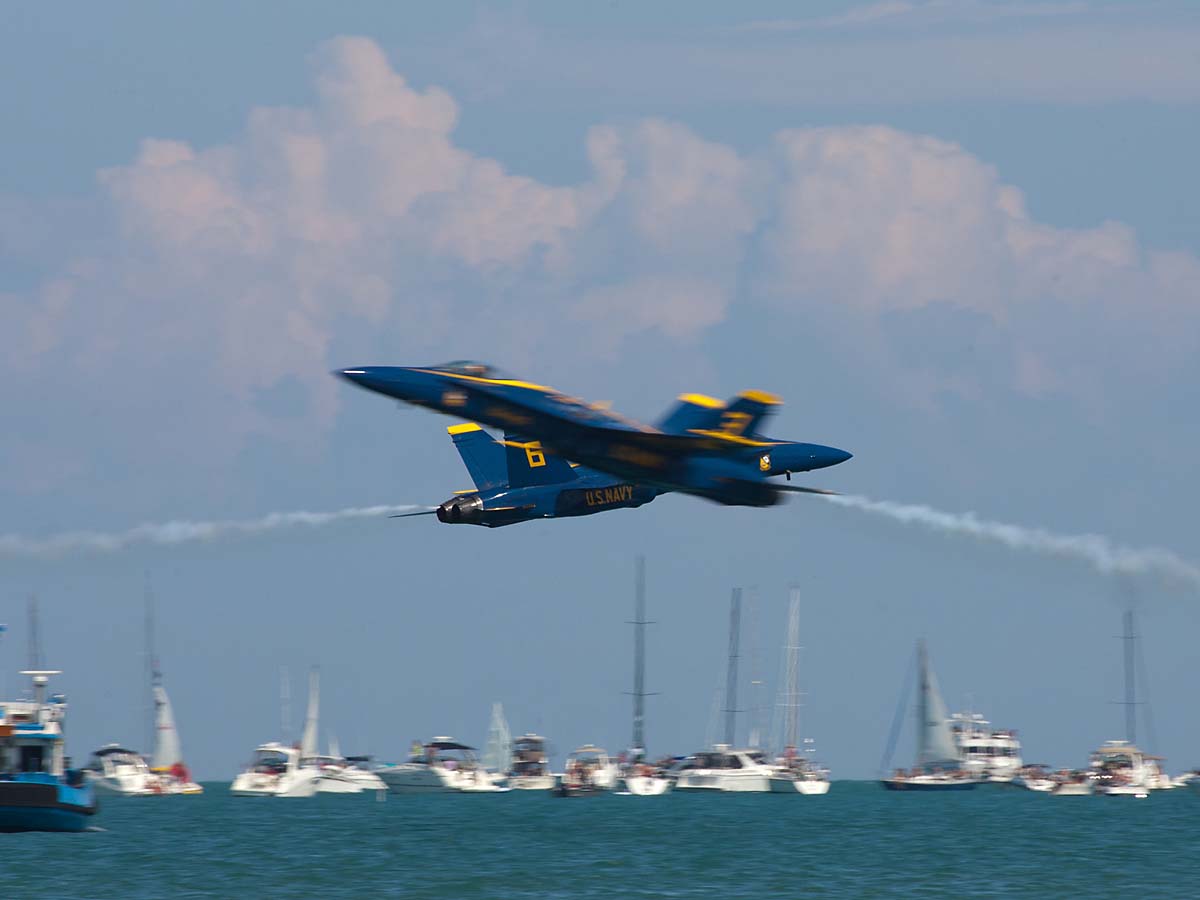 Blue Angels over Lake Michigan, Chicago Air and Water Show.  Click for next photo.