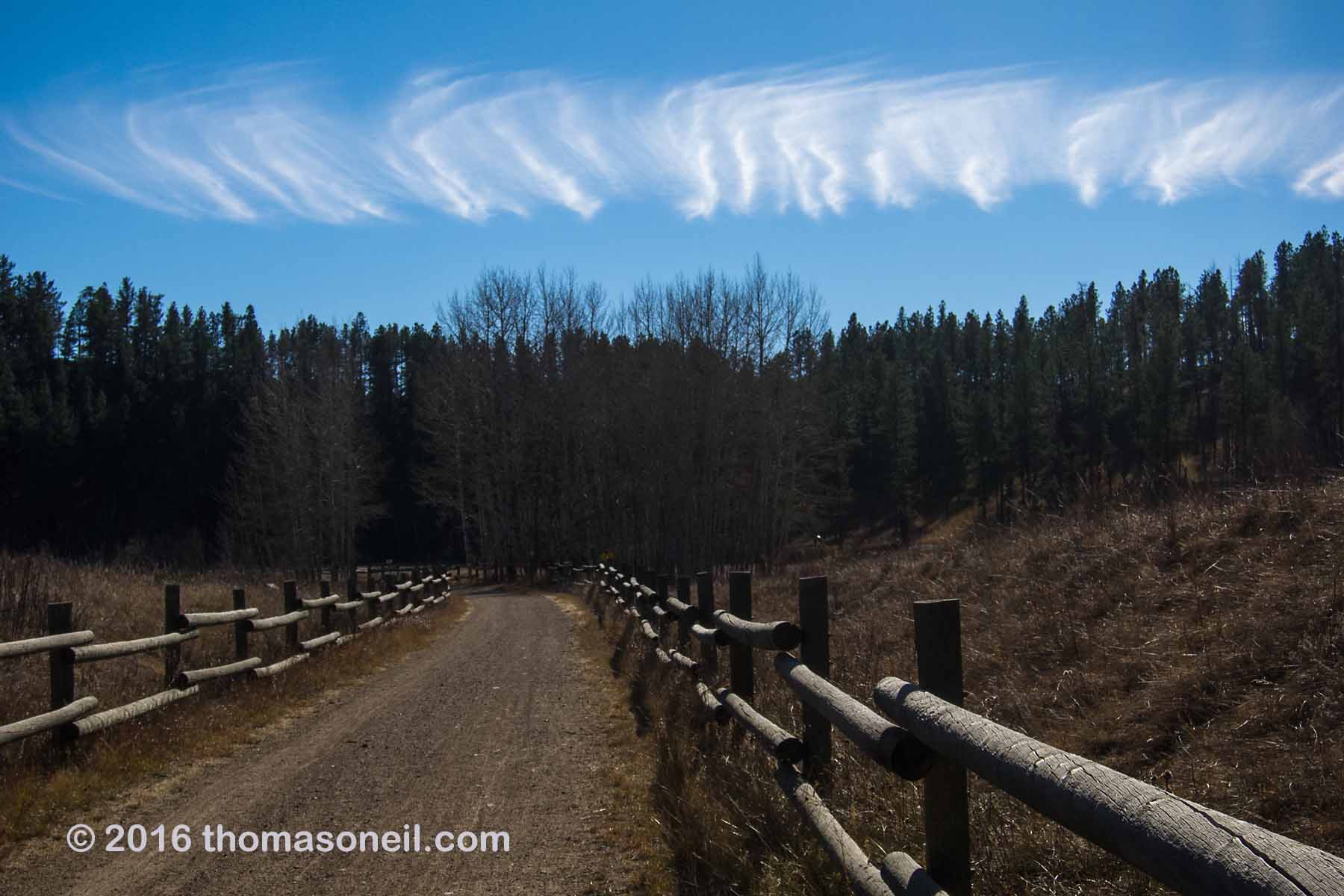 Weird cloud formations, along the Mickelson Trail north of Hill City, 2016.  Click for next photo.
