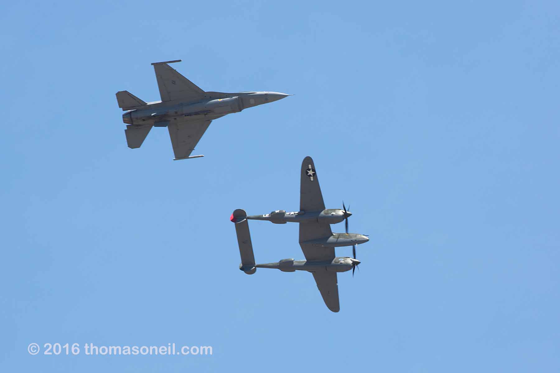 Heritage Flight, F-16 and P-38.  Click for next photo.