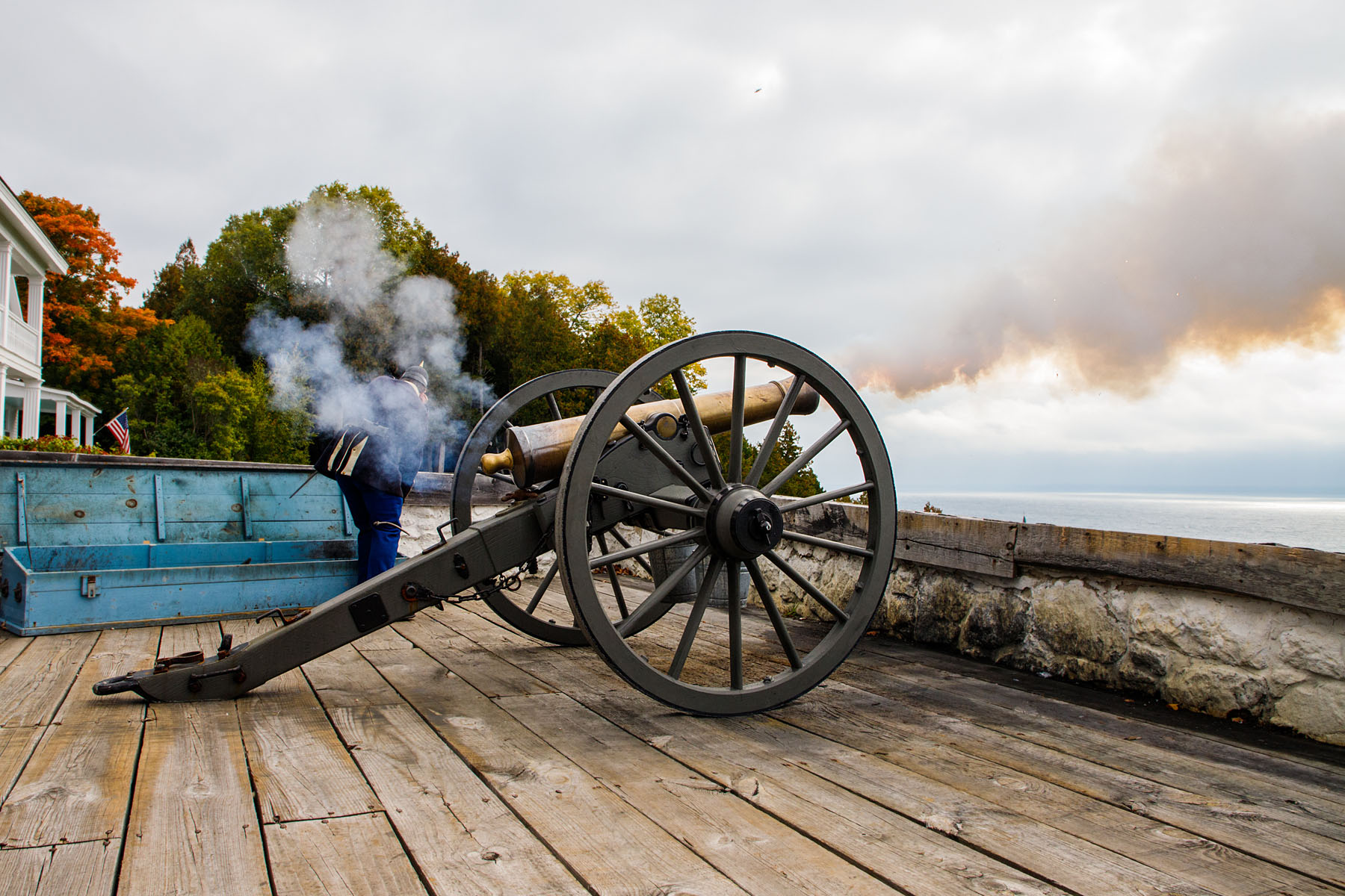 Cannon salute, Fort Mackinac, Michigan.  Click for next photo.