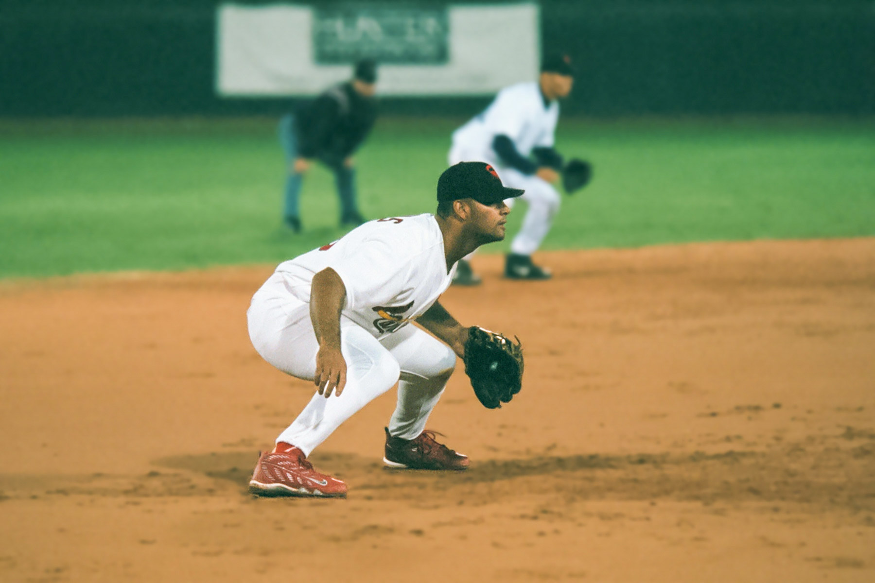 Albert Pujols playing third base for the Scottsdale Scorpions, Arizona Fall League, 2000.  Click for next photo.