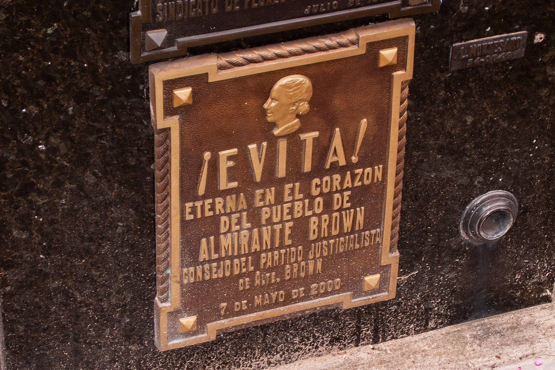 Duarte family mausoleum, final resting place of Evita, Roceletta Cemetery, Buenos Aires.  Click for next photo.