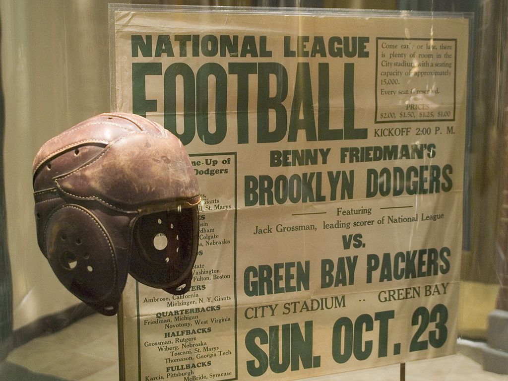 Green Bay Packer museum with exhibits dating back to the days of leather helmets.  Note the ticket prices, $1-$2.  Click for next photo.