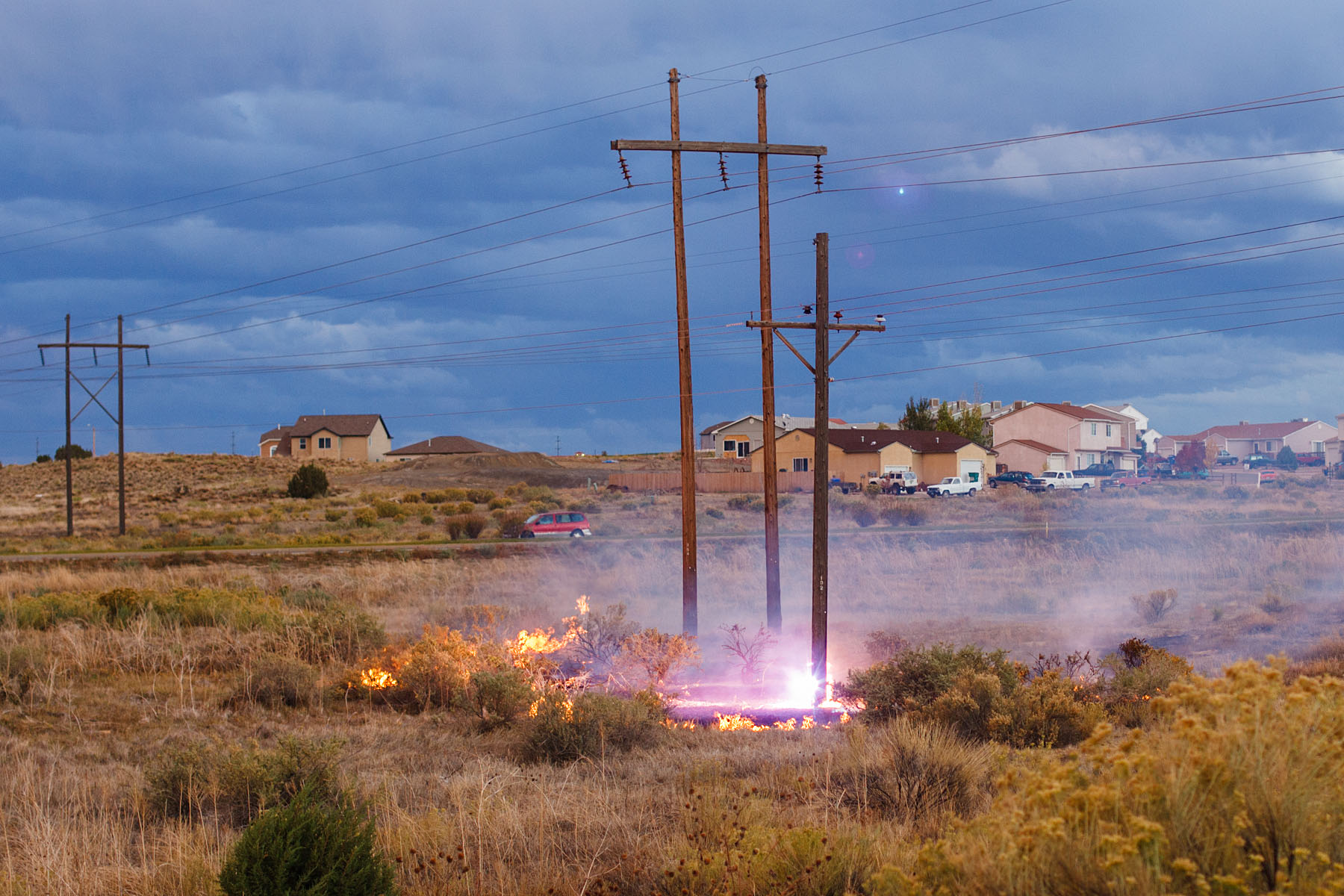 Electrical fire near Florence, Colorado.  Click for next photo.
