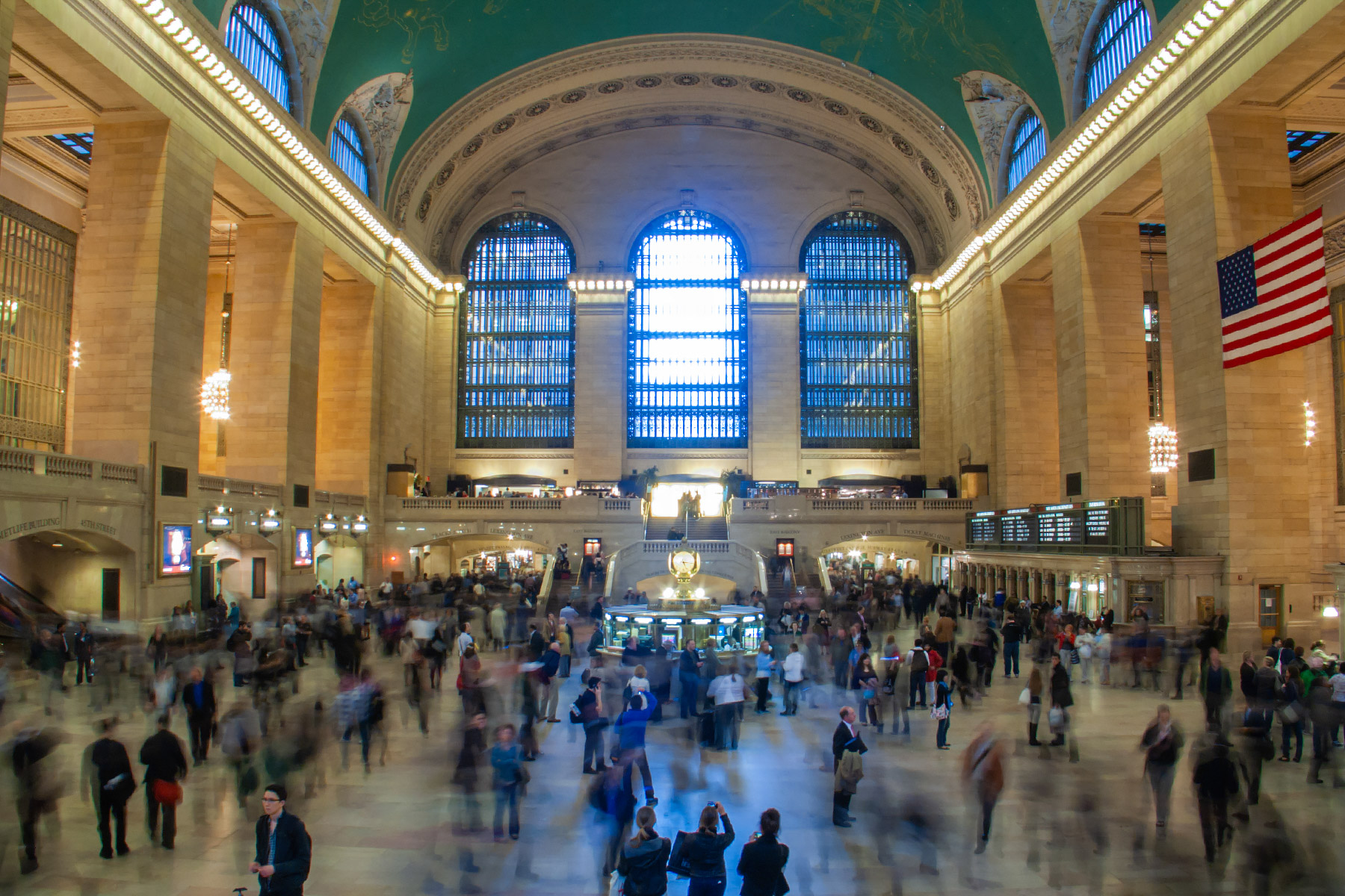 Rush hour at Grand Central Station.  Exposure time 1.6 seconds.  Click for next photo.