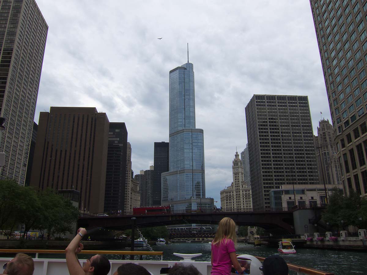 Trump Tower, Chicago River boat tour.  Click for next photo.