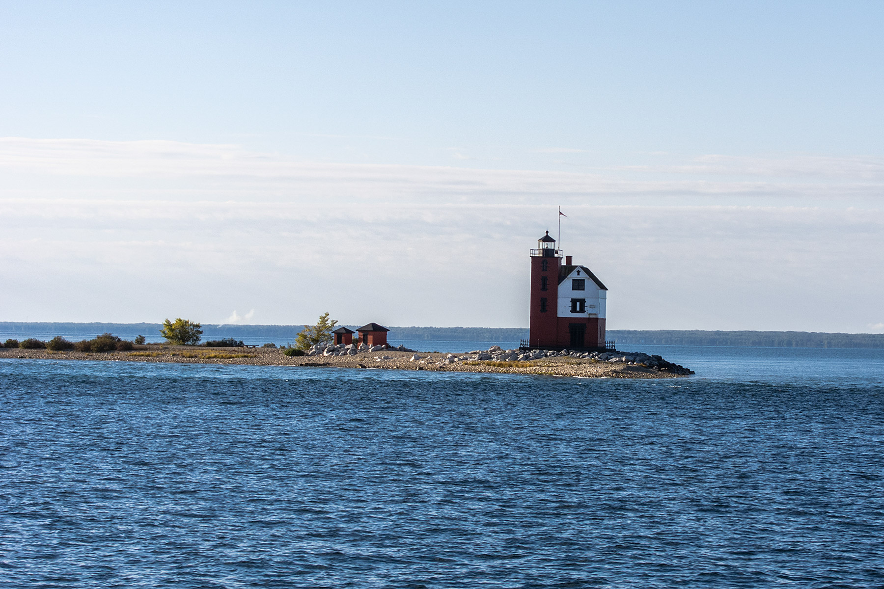 Round Island Light near the entrance to the Mackinac Island harbor, Michigan.  Click for next photo.