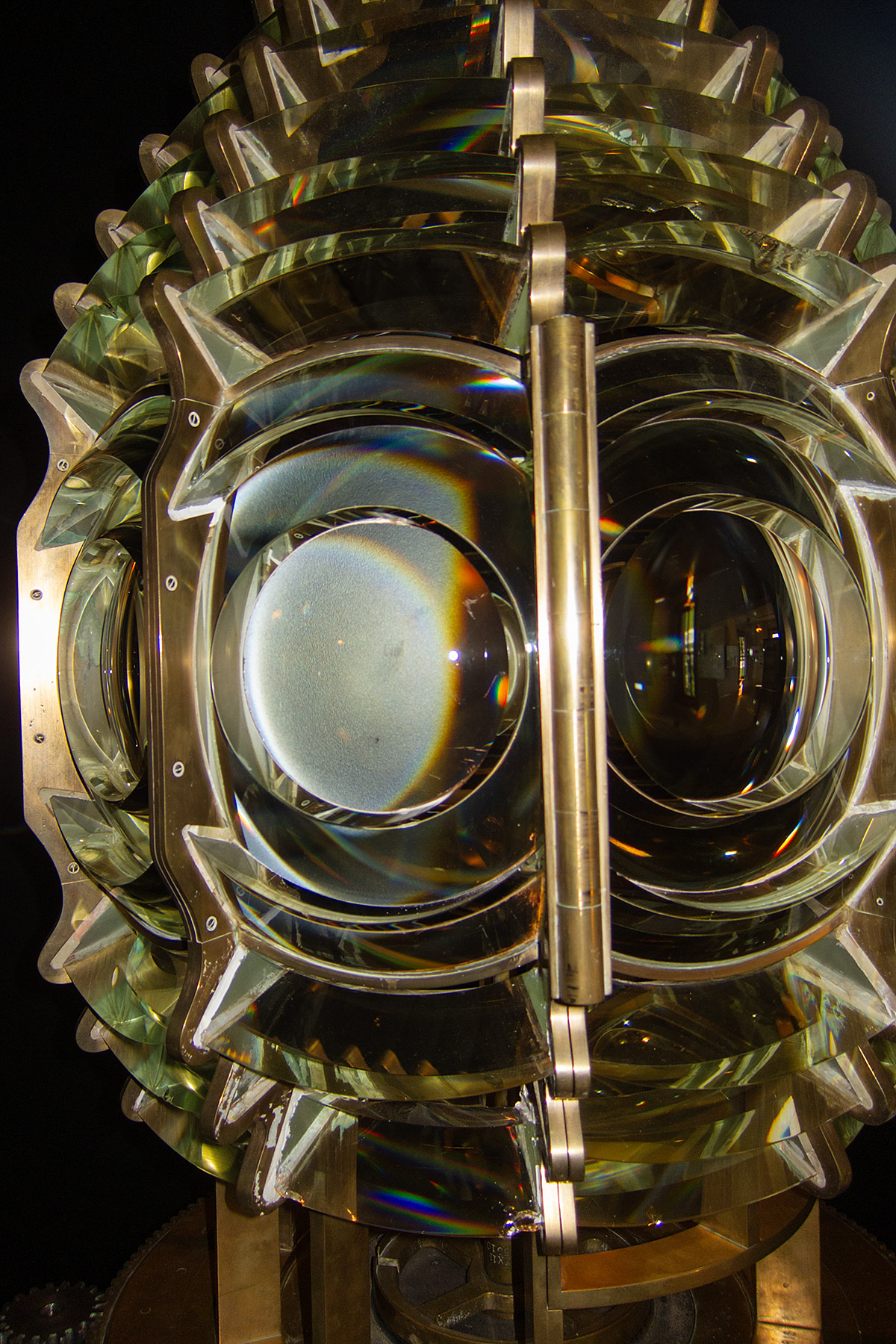 Fresnel lens, Old Mackinac Point Lighthouse, Mackinaw City, Michigan.  Click for next photo.
