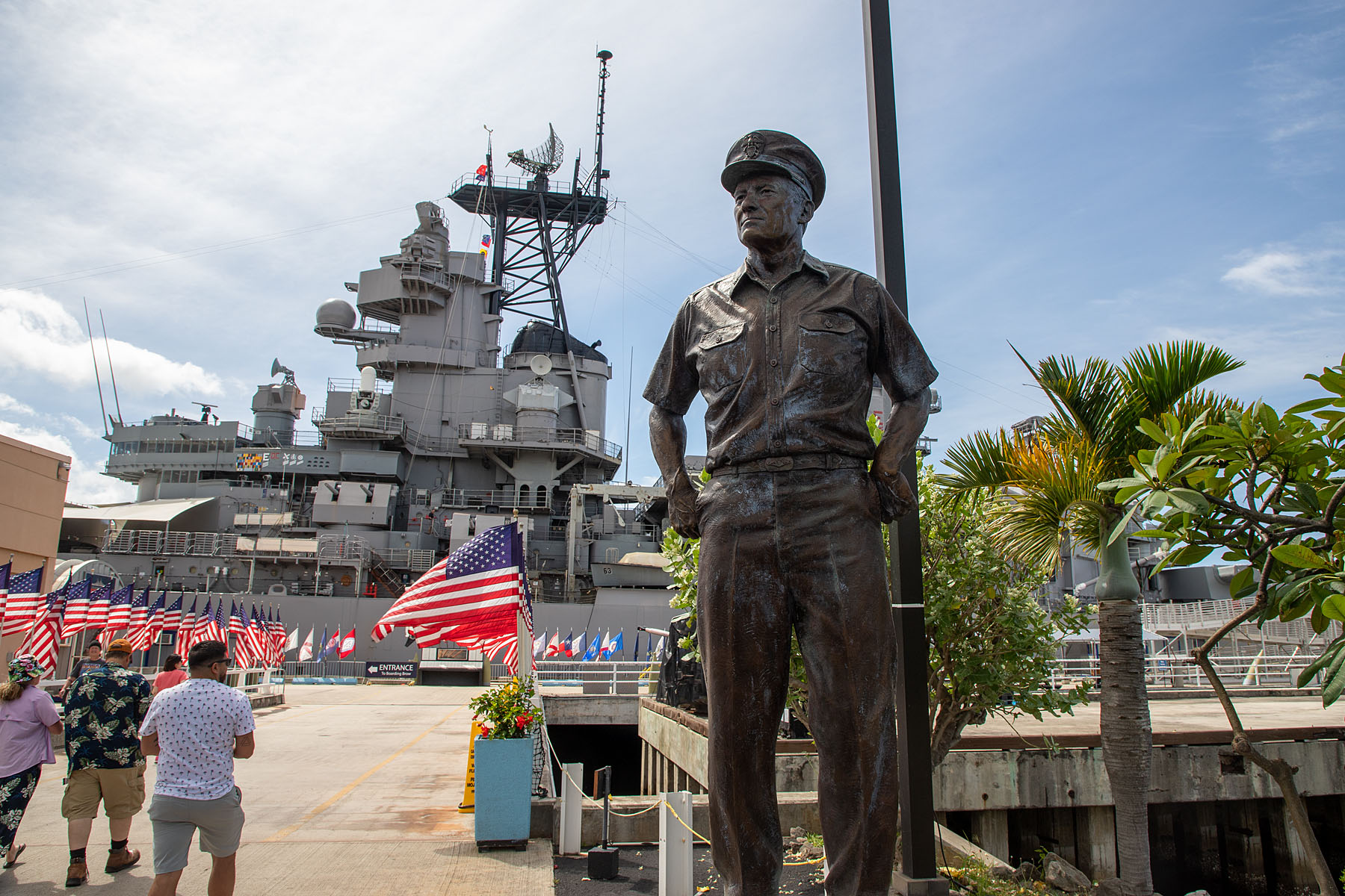 Nimitz guards the entry to the USS Missouri, Pearl Harbor.  Click for next photo.