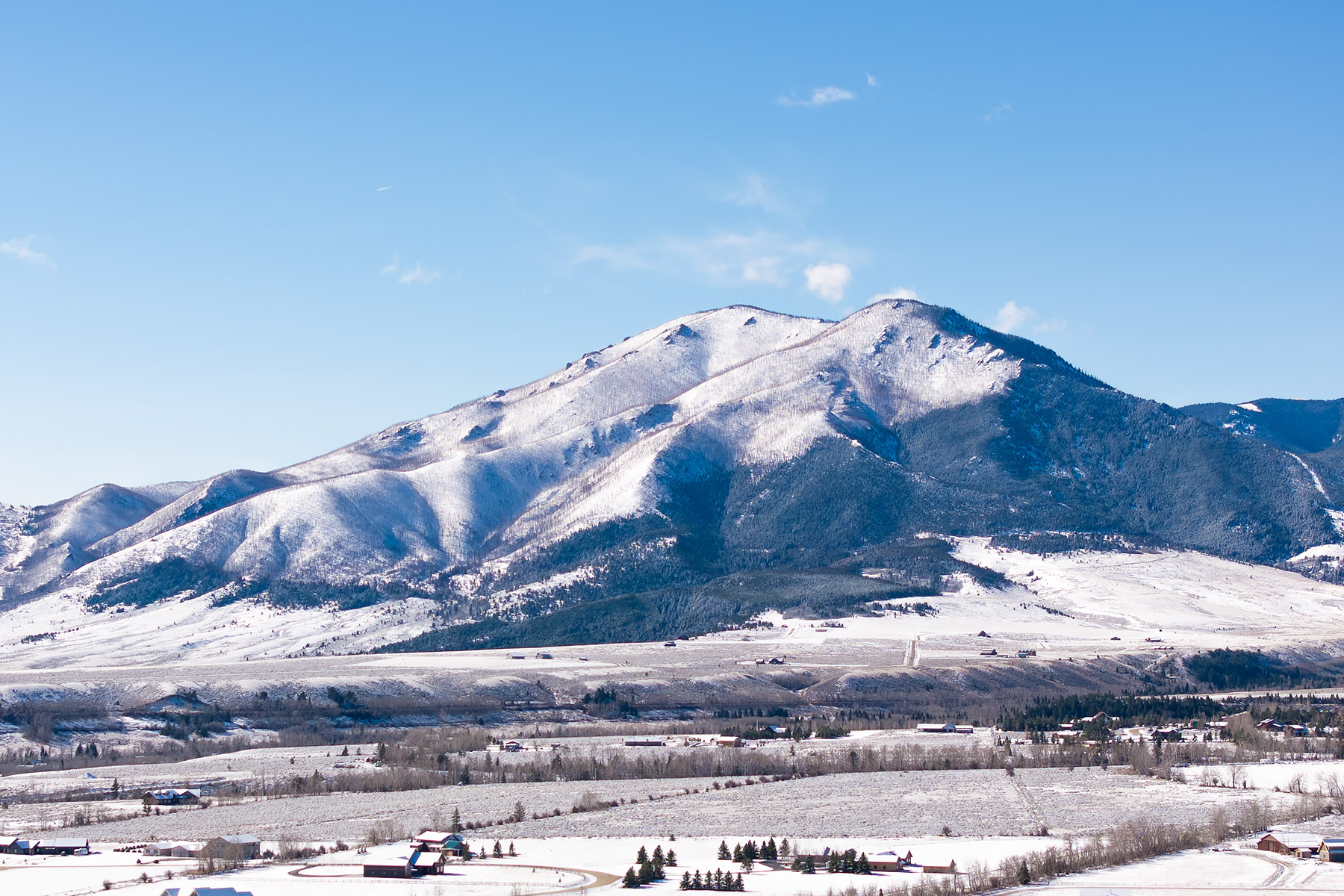 Robertson Draw Fire, Red Lodge, Montana.  Almost four years later, the extent of the fire shows as a diagonal line across Mount Maurice.  Click for next photo.